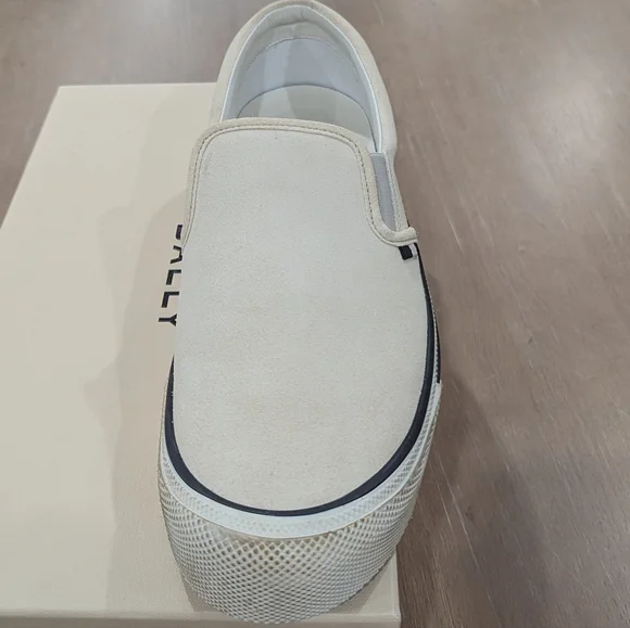 Mens BALLY "Leroy" Suede Distressed Slip On Sneakers Off-White 46 US 13 - Picture 2 of 9